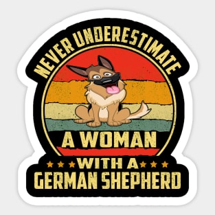 Never Underestimate A Woman With A German Shepherd Vintage Sticker